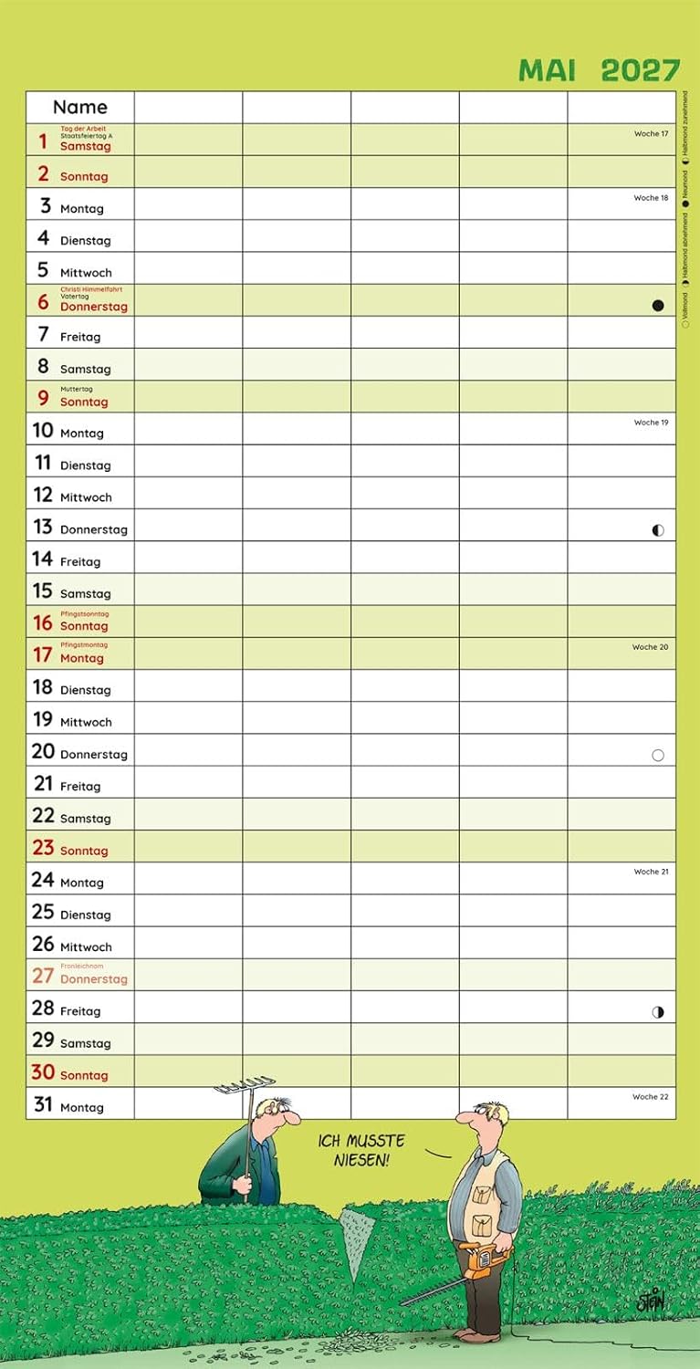 Uli Stein Familienkalender 2027: Familienplaner mit 5 Spalten: Großer Wandkalender im Hochformat mit Spiralbindung (Uli Stein Kalender 2027) – Bild 8