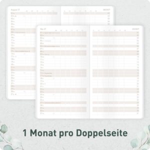 Häfft® Monthly Calendar 2027 A6 + Pocket Slim "Minty Leaves" – Bild 4