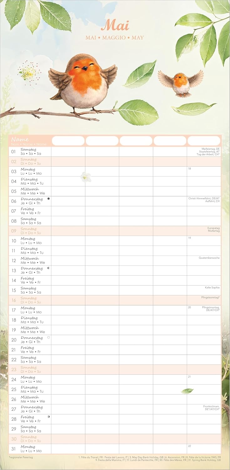 Familienplaner Tierzauber 2027: Familienkalender 22x45 cm mit 5 Spalten, liebevollen Tierillustrationen, Schulferien & Stundenplänen, ideal für Familien mit Kindern – Bild 4