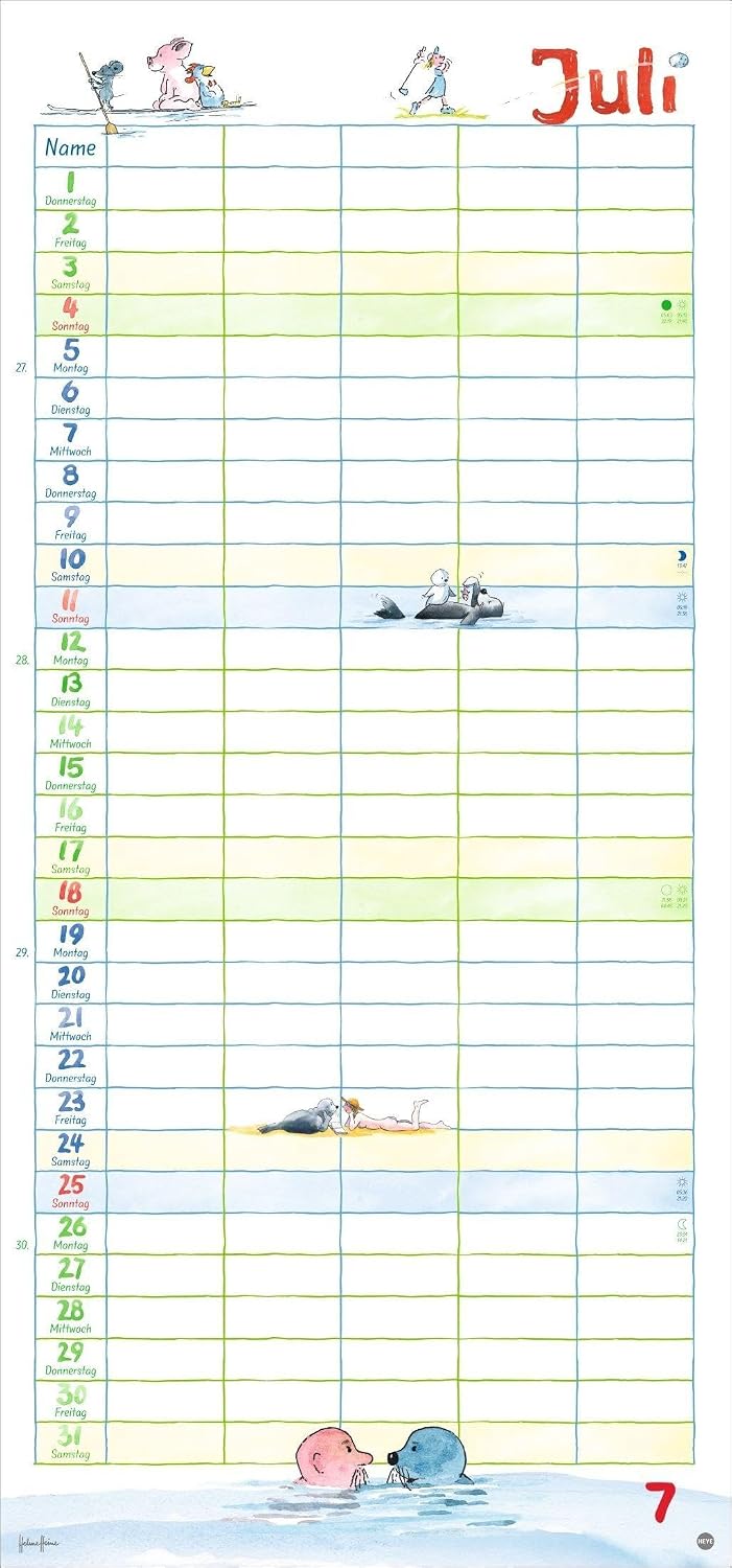 Helme Heine: Familienplaner 2027: Familienkalender mit 5 Spalten. Liebevoll illustrierter Familien-Wandkalender mit Schulferien und Stundenplänen. – Bild 8