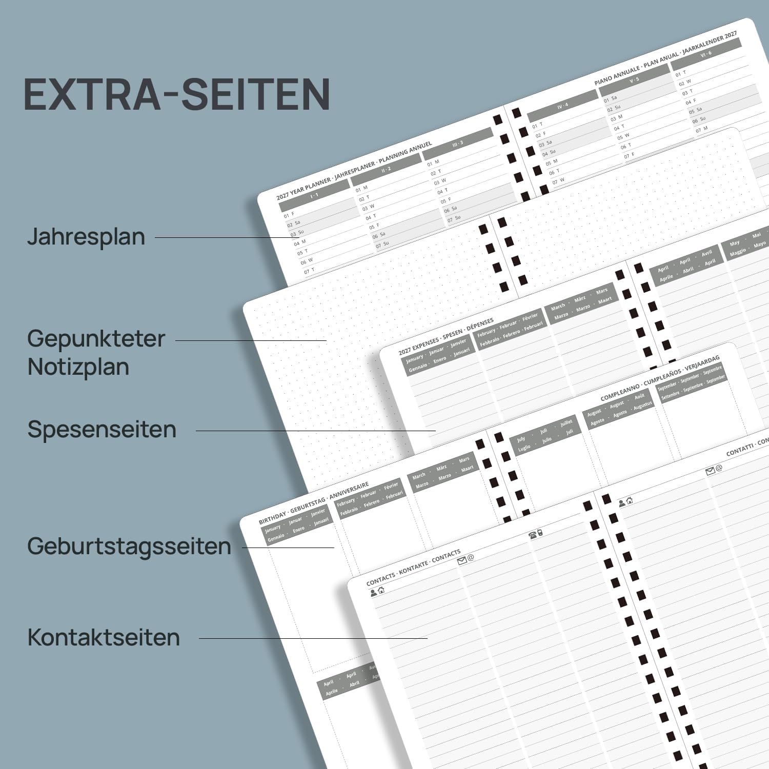 POPRUN Calendar 2027 Weekly Planner Approx. A5 (21.8 x 16.4 cm) with PU – Bild 5