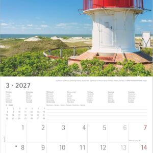 Leuchttürme 2027: Wandkalender 30x30 cm (30x60 cm geöffnet) mit Notizkalendarium, 12 Leuchtturm-Motiven und Bucket-List – Bild 3