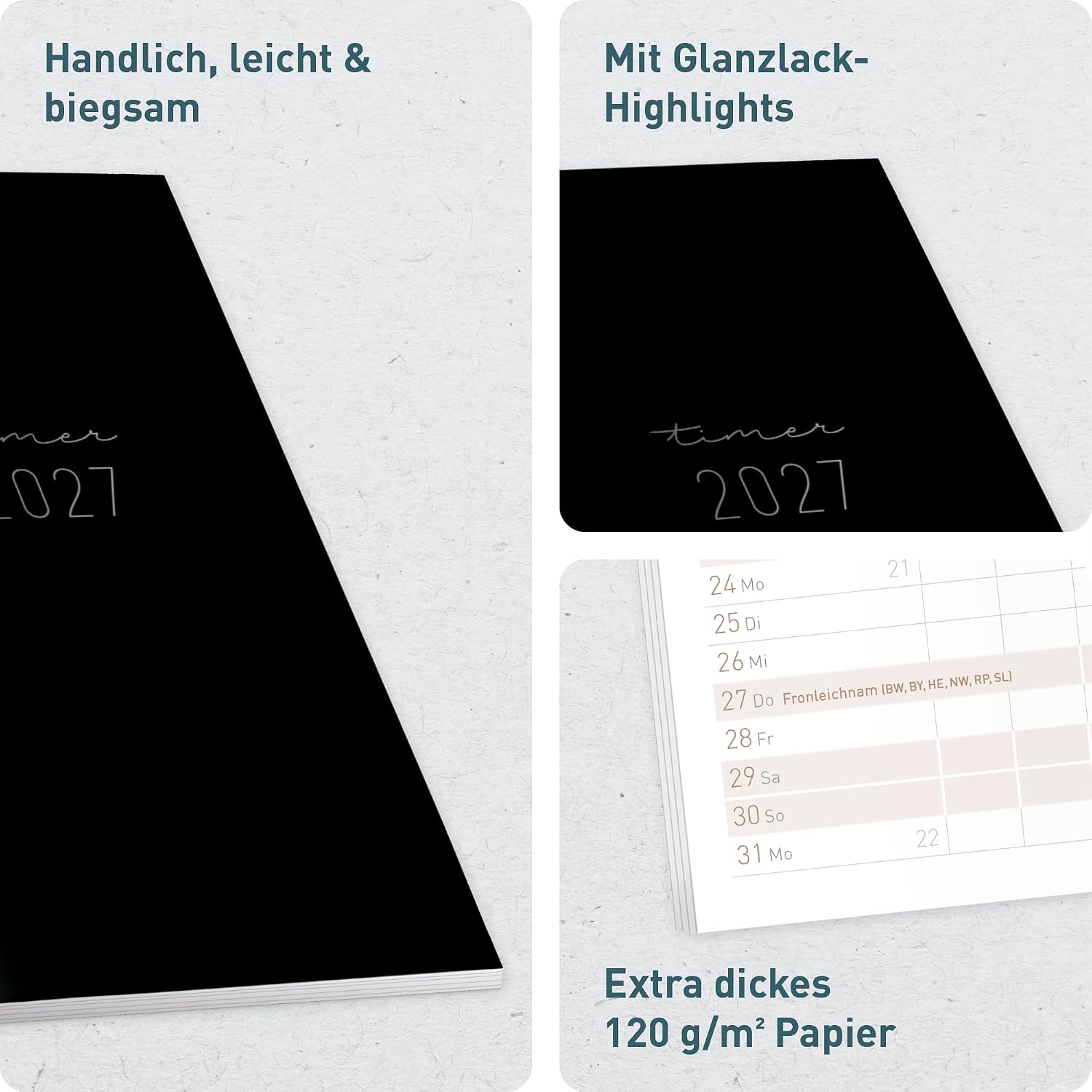 Häfft Monthly Calendar Slim Pocket Calendar 26/27 A6+ "Black Edition" – Bild 2