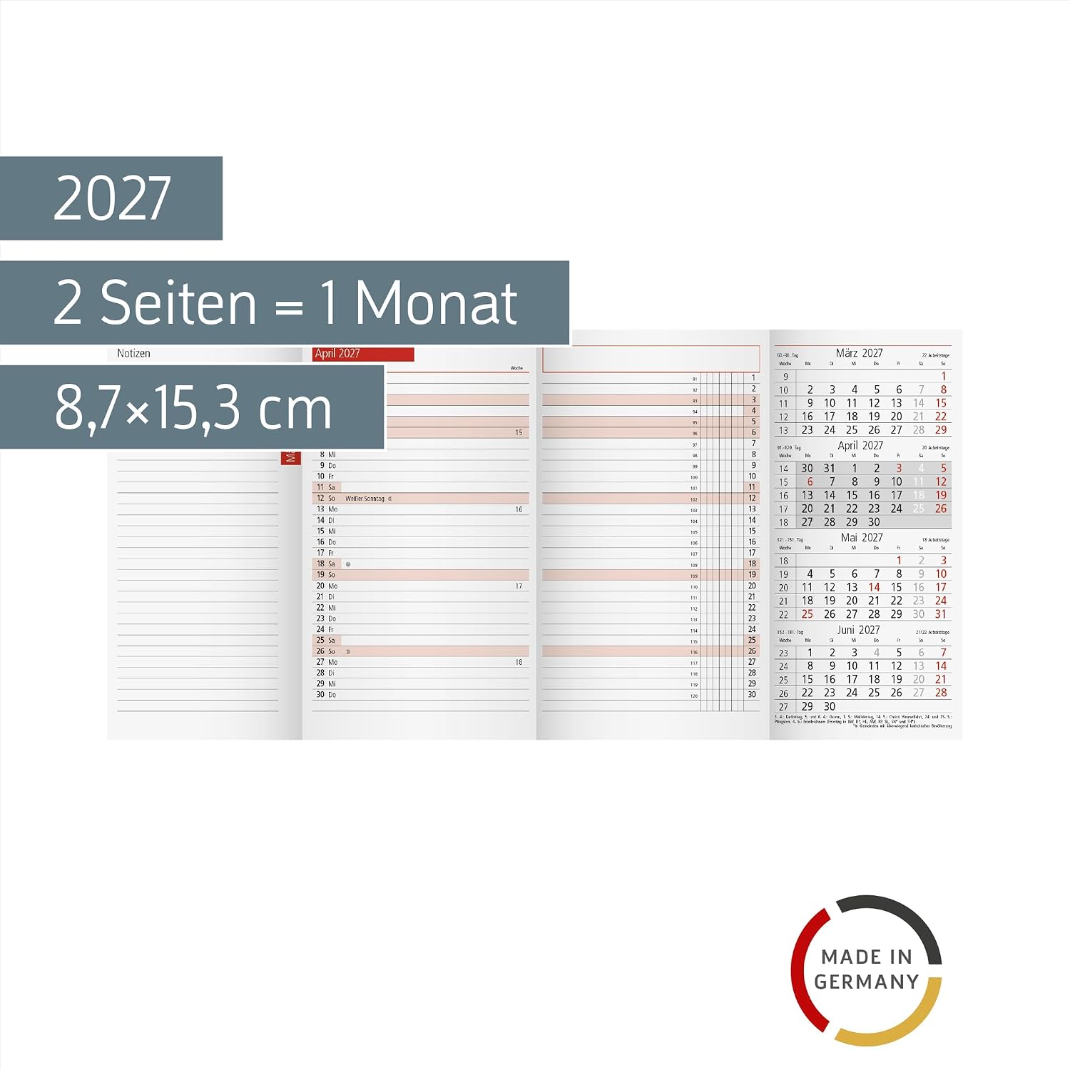 rido/idé Calendar Monthly Replacement Calendar Model TM 12 2027 – Bild 2