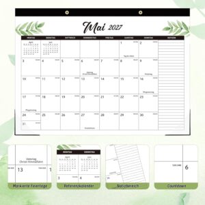 Calendar 2026/2027, 18 Month Large Wall Calendar, 43 x 30 cm, Green Leaves – Bild 5