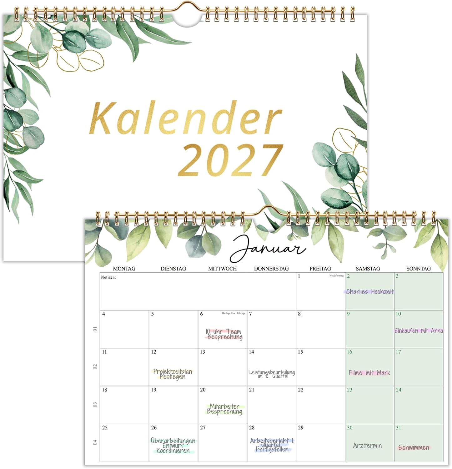 Calendar 2027 Wall Calendar in A4 Landscape Format (31 x 21 cm)