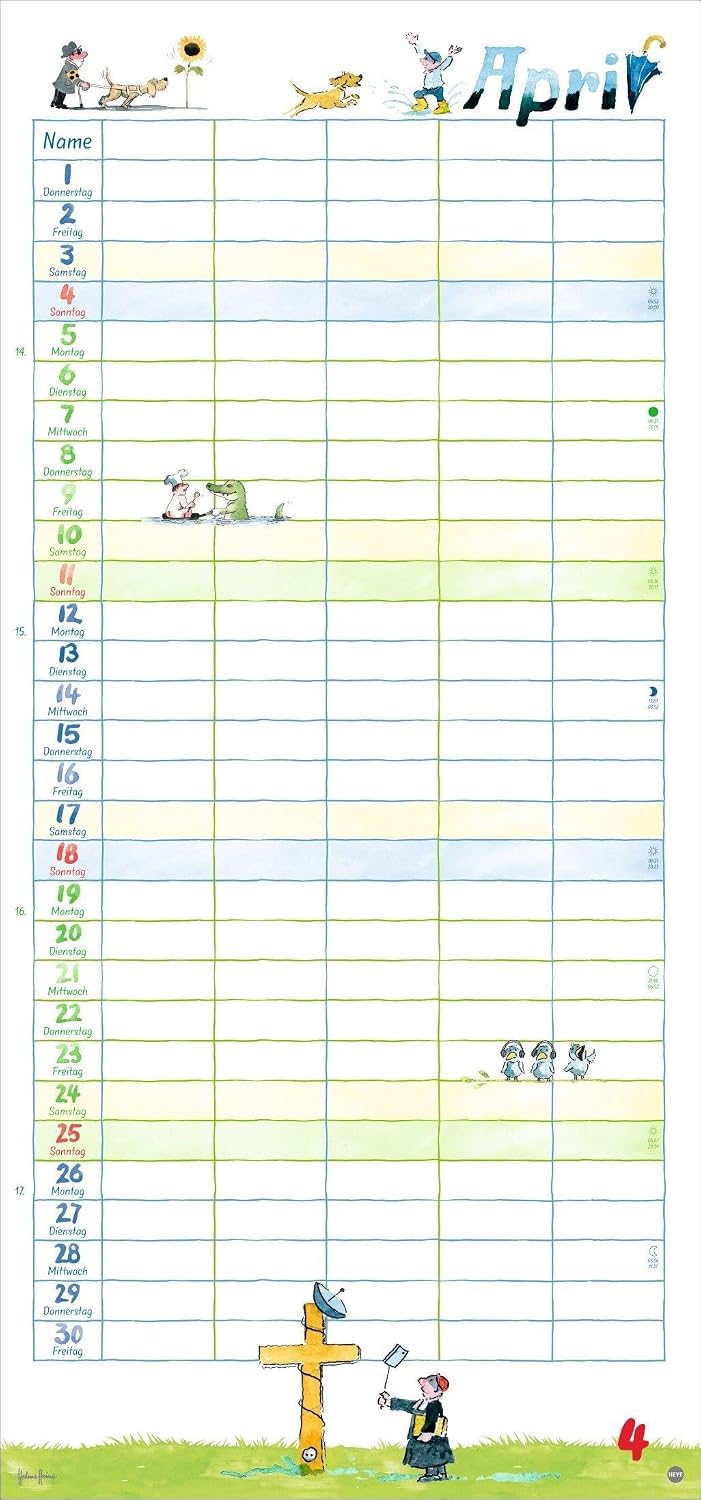 Helme Heine: Familienplaner 2027: Familienkalender mit 5 Spalten. Liebevoll illustrierter Familien-Wandkalender mit Schulferien und Stundenplänen. – Bild 5