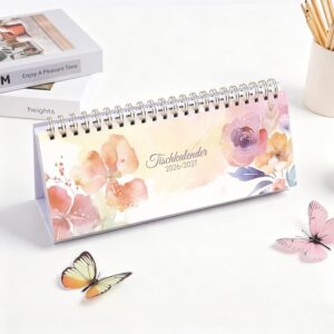 KONVINIT Desk Calendar 2026 2027 Landscape Calendar 2027 Table Flower Motif Weekly Calendar / Table Planner from July 2026 to December 2027, 1 Week 2 Pages, Standing Calendar for School Office Home – Bild 7