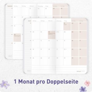 Häfft® Monthly Calendar Square, Pocket Calendar 2027 Small "Lovely Flowers" – Bild 4