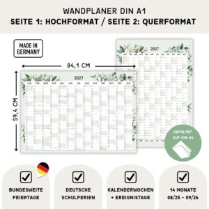 Alternative view of heaven+paper Wall Calendar 2027 | A1 | Year Planner 2027 | Wall Planner 27