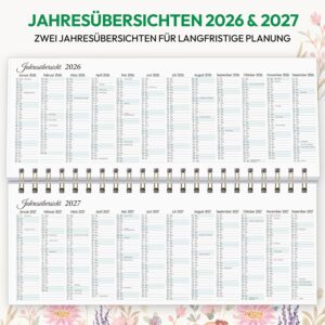 KONVINIT Desk Calendar 2026 2027, Calendar 2027 Weekly Calendar for Standing, Flower Motif Weekly Planner from July 2026 to December 2027, 1 Week 2 Pages, Desk Calendar for School Office Home – Bild 5