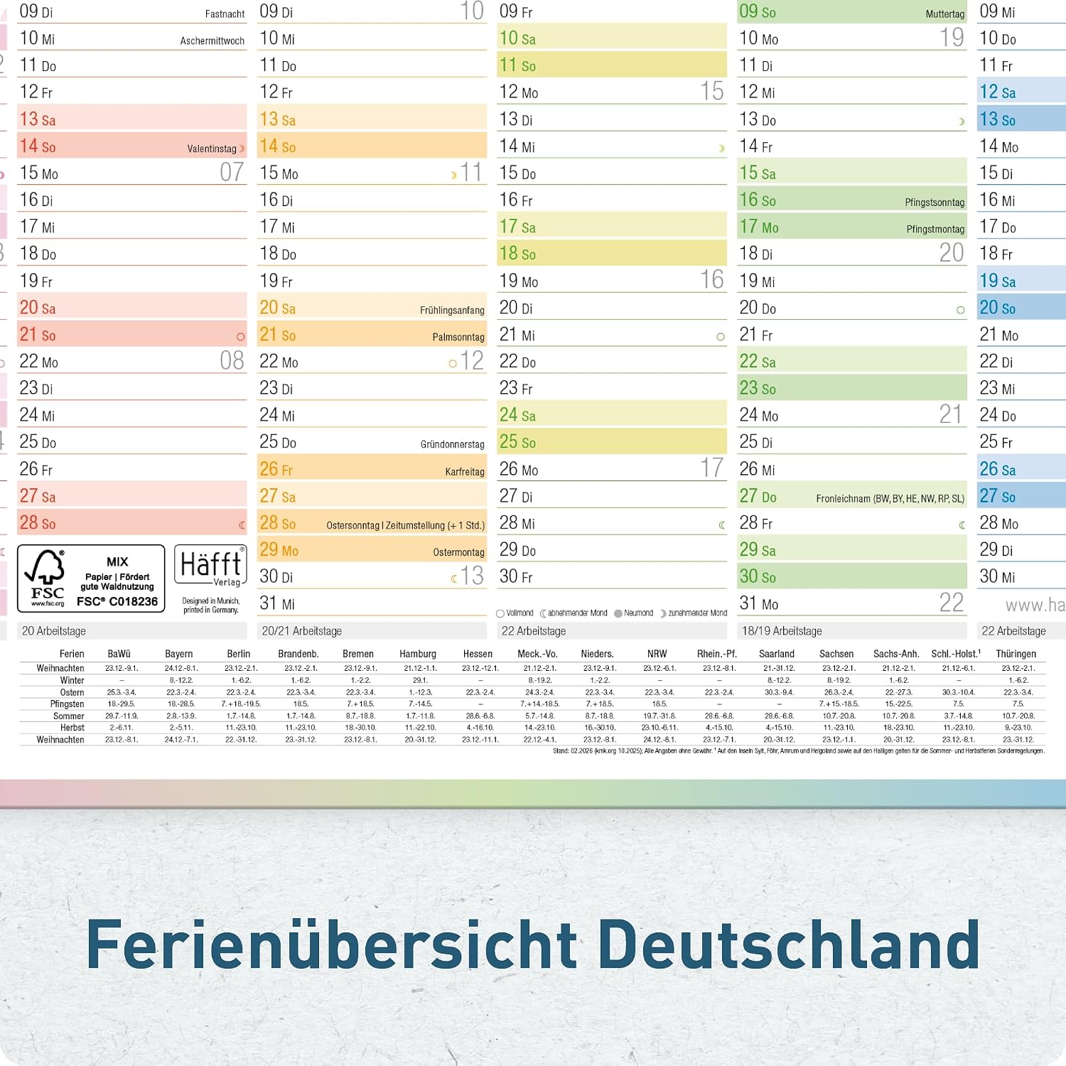 Häfft® Premium Chalkboard Calendar 2027 A4 Landscape with Holidays – Bild 5