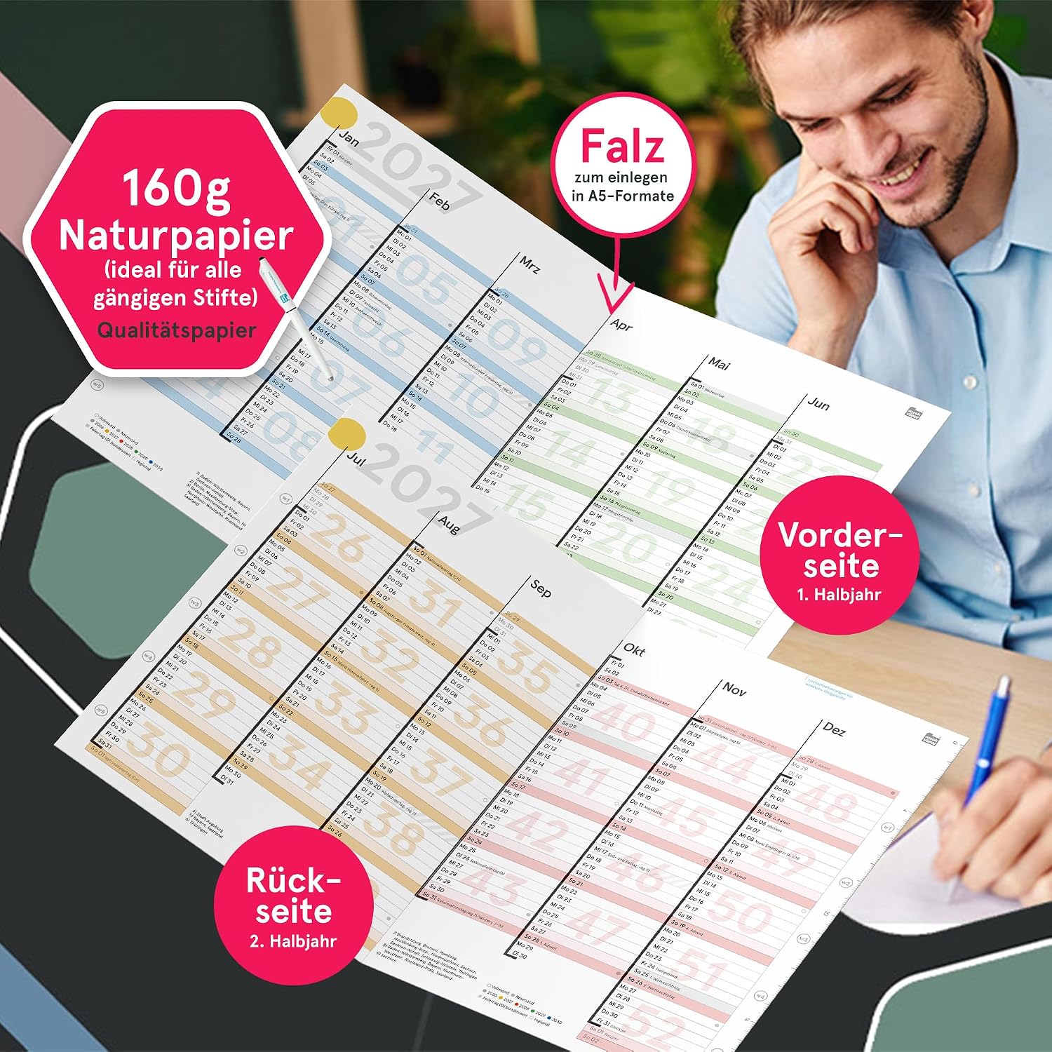 Weekview Blackboard Calendar 2027 DIN A4 - Wall Calendar with Calendar – Bild 5