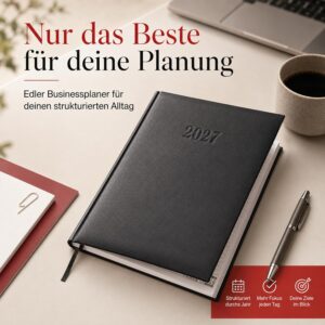 Alternative view of Appointment Calendar 2027 Almost A4 Book Calendar 1 Week 2 Pages (Black)