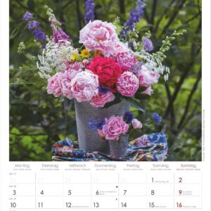 Blumen 2027: Wandkalender 23,7x34 cm mit 12 Blumenarrangements, 4-sprachigem Kalendarium und Platz für Notizen – Bild 4