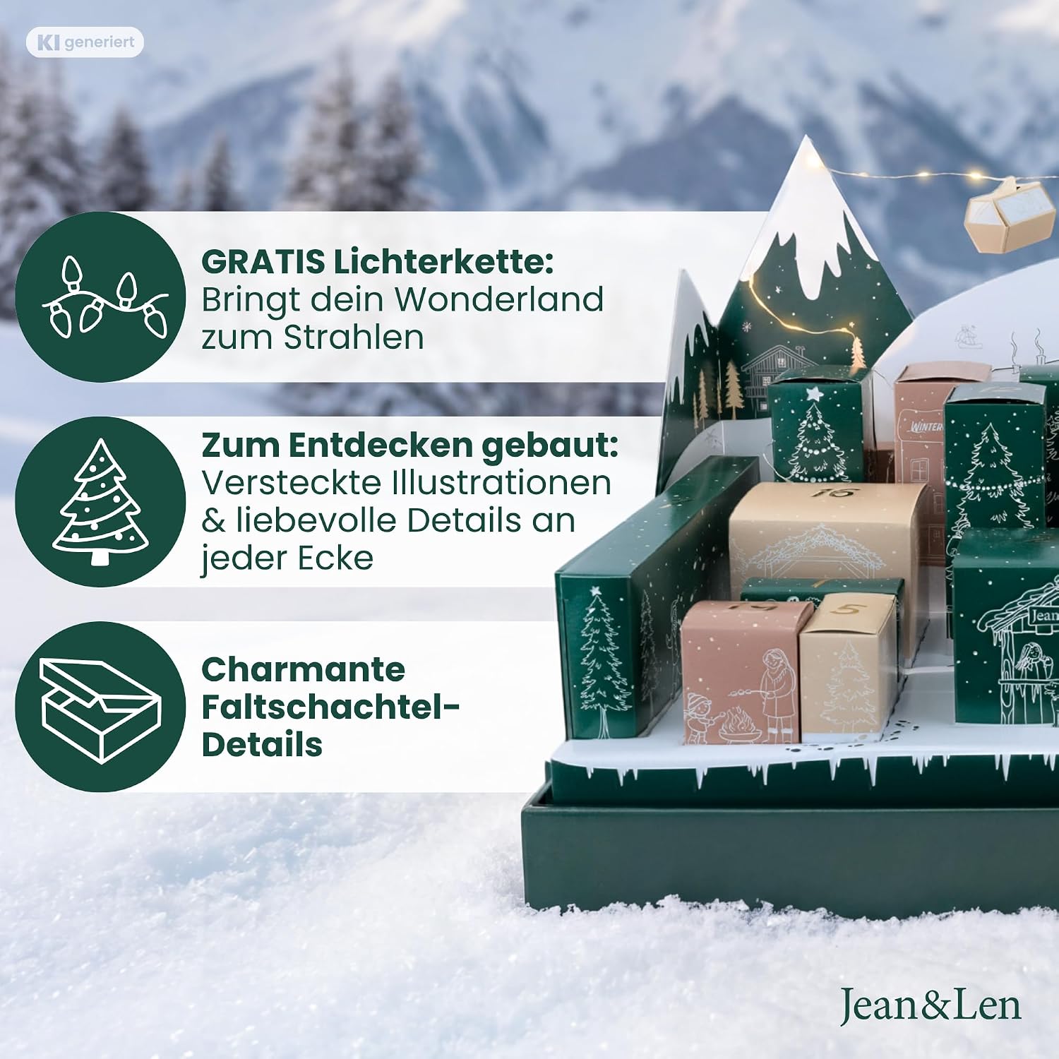 Jean & Len Advent Calendar 2026, Christmas 3D DIY Scenery, Includes a Rosemary & Ginger Design Limited Edition & an Exclusive Soap Fragrance Novelty, Only Original Sizes, Christmas Calendar – Bild 4