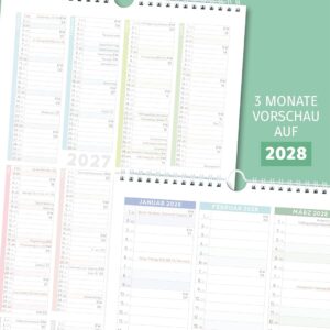 Schöne Güter® Couples Calendar 2027 Family Calendar 3 Columns 16 x 32.5 cm Eucalypt Greenery Wall Planner for 2 People Couple Planner Natural Design Modern and Fresh Includes Stickers and Holidays – Bild 8