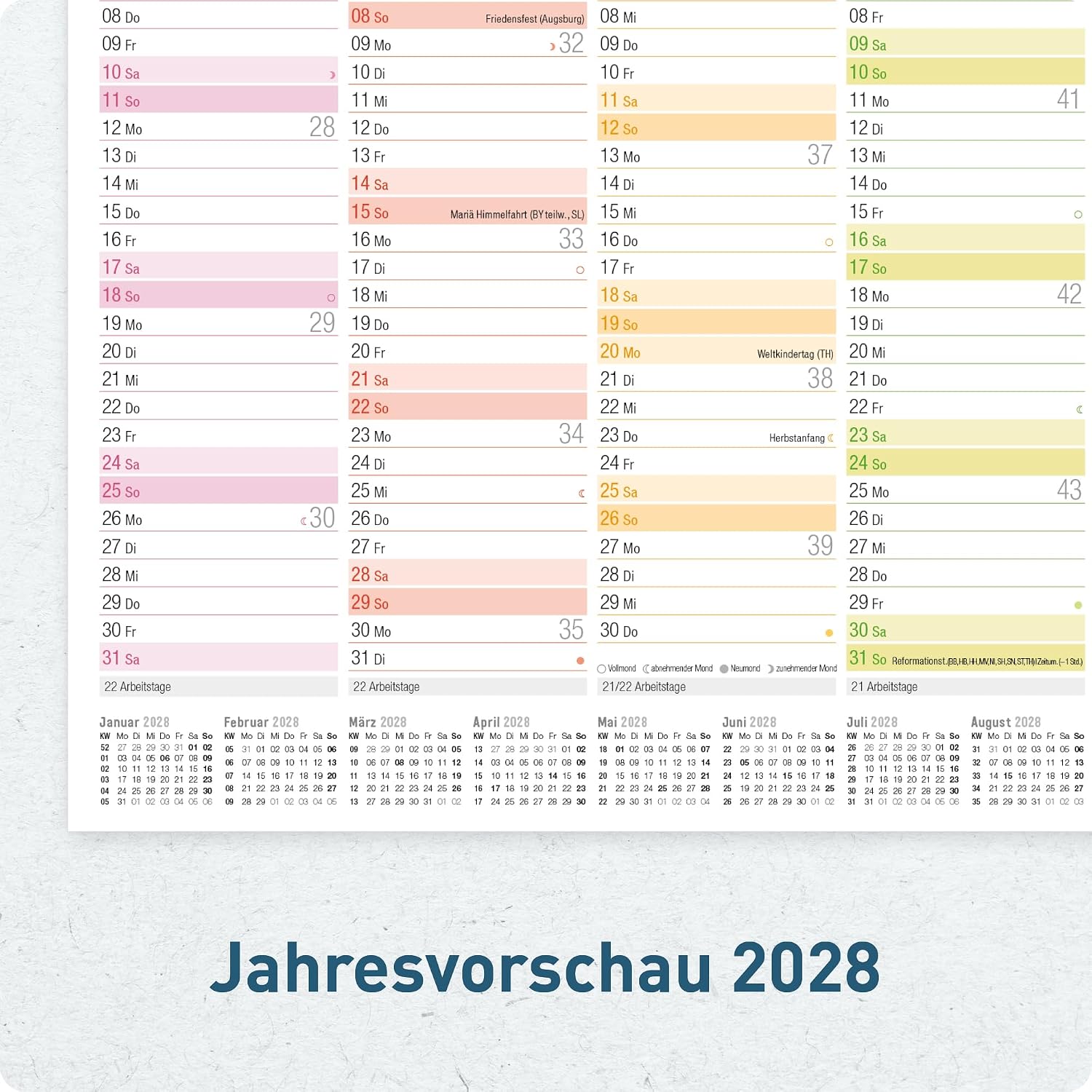 Häfft® 5 x Blackboard Calendar 2027 A4 Landscape Year Planner Wall Calendar – Bild 5