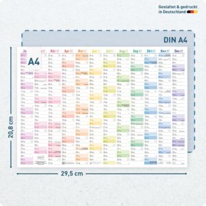 Häfft® 5 x Annual Calendar 2027 A4 Landscape Wall Calendar Small "Rainbow" – Bild 3