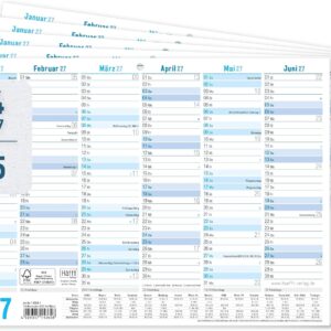 Häfft® 5 x Chalkboard Calendar 2027 A4 Landscape Year Planner Wall Calendar