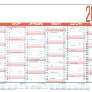 Alternative view of A4 2027 Laminated Working Day Calendar