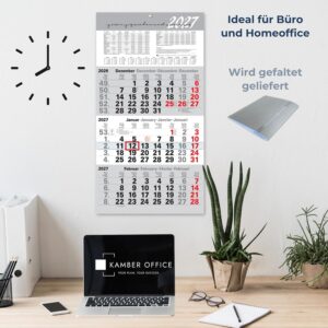 Alternative view of 3 Month Calendar 2027 Wall Calendar with Slider - Calendar 2027, 3 Months at a Glance, Year Overview, Holidays & School Holidays DE/AT, Office Calendar 56 × 30 cm