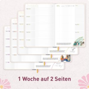 Häfft - Timer Book Calendar 2027 A5 for Young Adults "Pink Flowers" – Bild 4