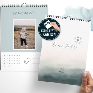 heaven+paper Photo Calendar Always to Design Yourself | Craft Calendar without Year A4 Made of Extra Thick 250 g/m² Cardboard | Wall Calendar Made in Germany (Aqua) – Bild 8