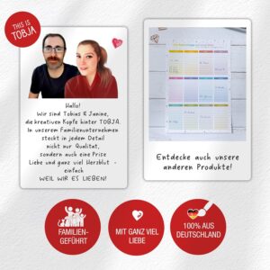 TOBJA® DIN A4 Blackboard Calendar 2027 Colourful for Family, Home Office & School - Half-Year Calendar with Holidays, Holidays & Calendar Weeks, 350 g/m² Paper, Wall Calendar Landscape Format, Set of – Bild 7