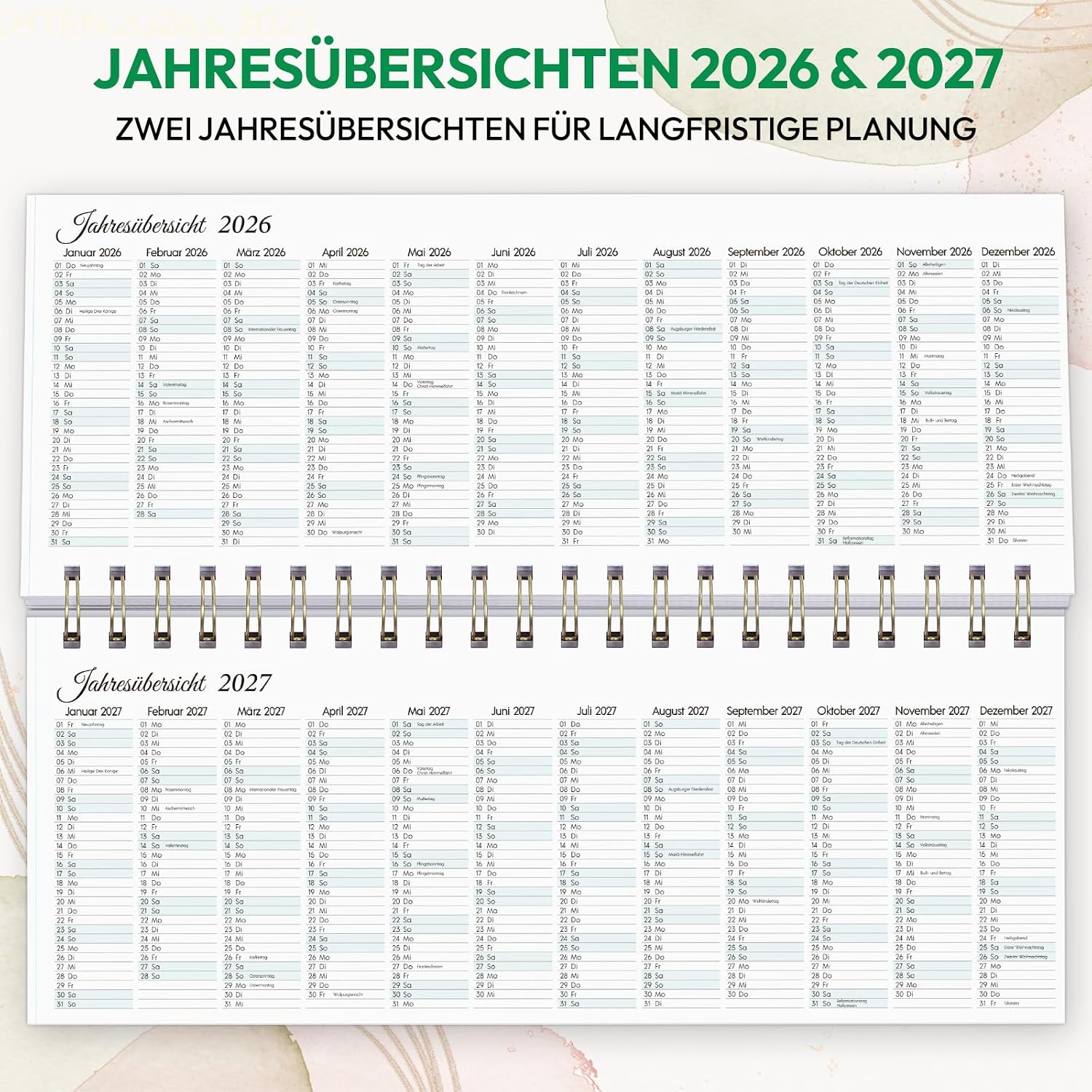 KONVINIT Desk Calendar 2026 2027 Weekly Planner 2027 for Office & Home Office - 1 Week 2 Pages with Notes, To-dos & Weekly Goal - Calendar 2027 for Standing, Format: 29.7 x 11.6 cm (Landscape Format) – Bild 9