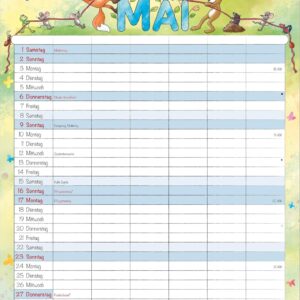 Family Planner Cartoon 2027: Family Calendar 23.7 x 34 cm with 6 Columns, Holiday Overview, German Calendar & Cartoon Illustrations, Ideal for Family Organisation – Bild 4