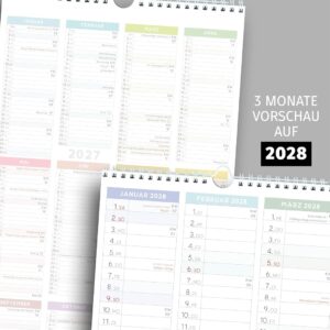 Schöne Güter® Family Calendar 2027 Family Planner 5 Columns with Stickers Holidays Black White Calendar 23 x 43 cm Black White Design Planner Wall Calendar 5 Columns Bold Text & Graphic – Bild 7