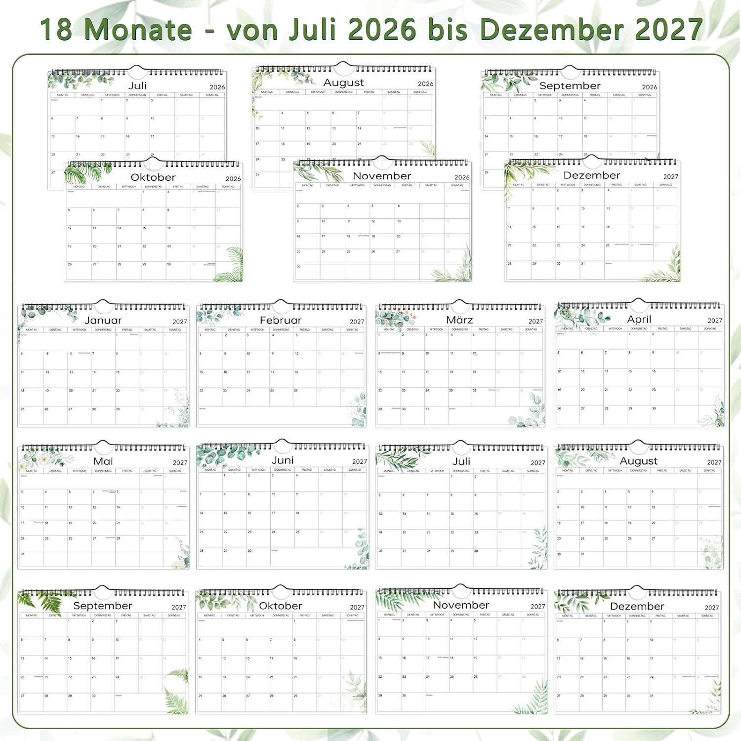 Wall Calendar 2026 2027, Calendar 2026/27 in A4 Landscape Format, 30 x 21 – Bild 5