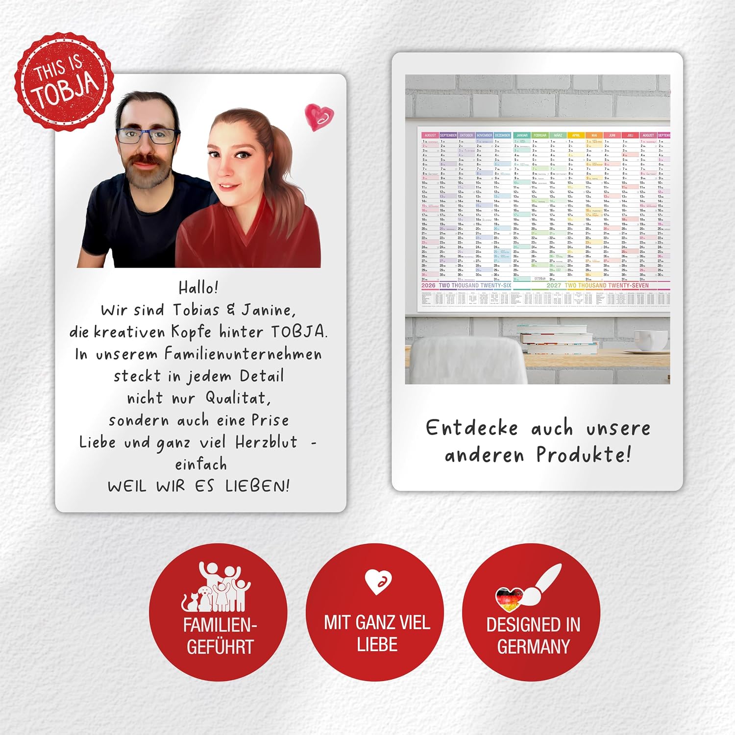 TOBJA® Blackboard Calendar 2027 Wipe-Clean - Wall Calendar 2027 A4 Colourful Includes 4 Pens - with Holidays, Holidays & KW, Rewritable Extra Thick Paper Calendar 2027 A4 Wipe-Clean – Bild 9