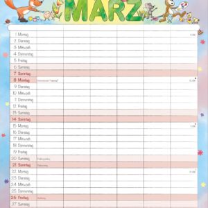Family Planner Cartoon 2027: Family Calendar 23.7 x 34 cm with 6 Columns, Holiday Overview, German Calendar & Cartoon Illustrations, Ideal for Family Organisation – Bild 3