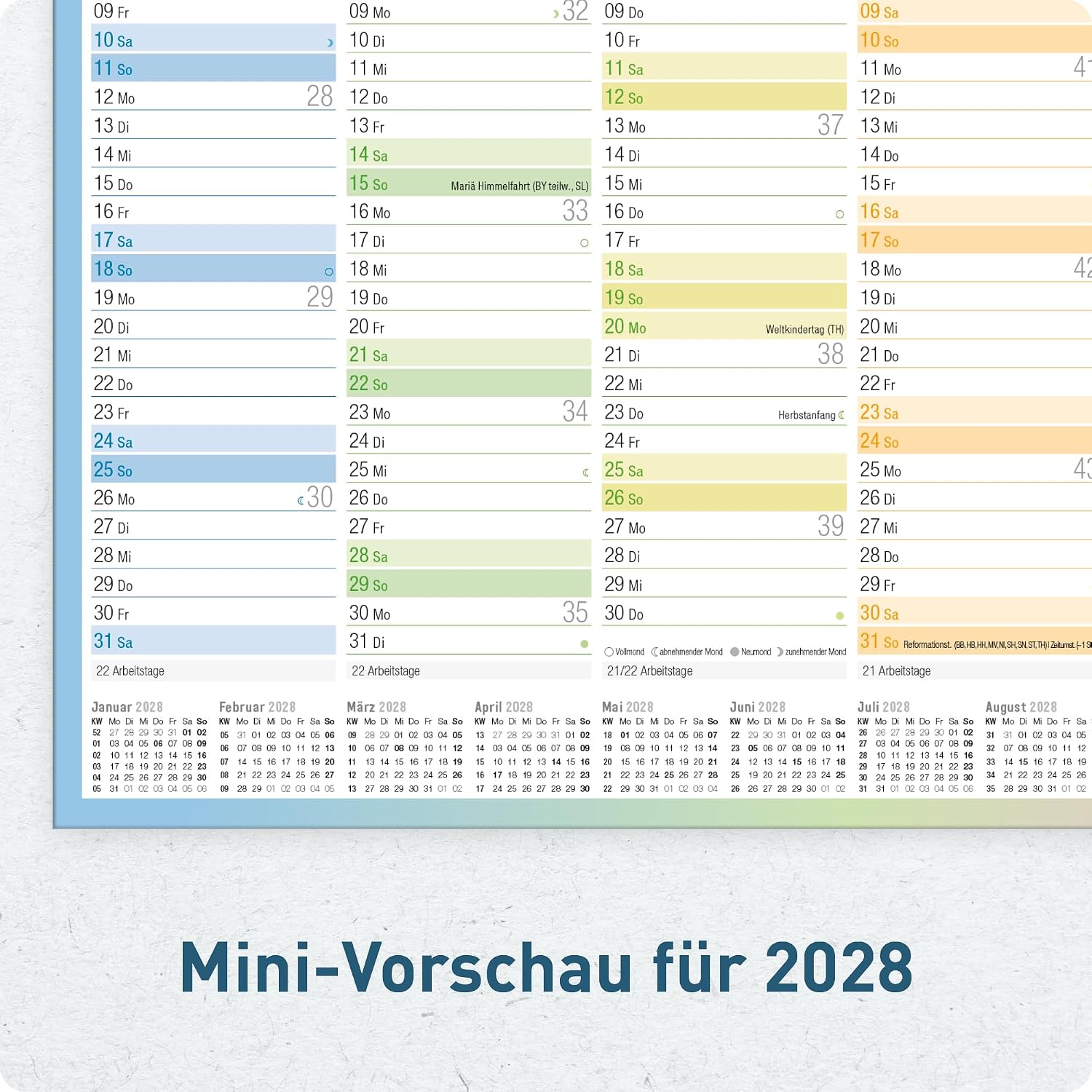 Häfft® Premium Chalkboard Calendar 2027 A4 Landscape with Holidays – Bild 6