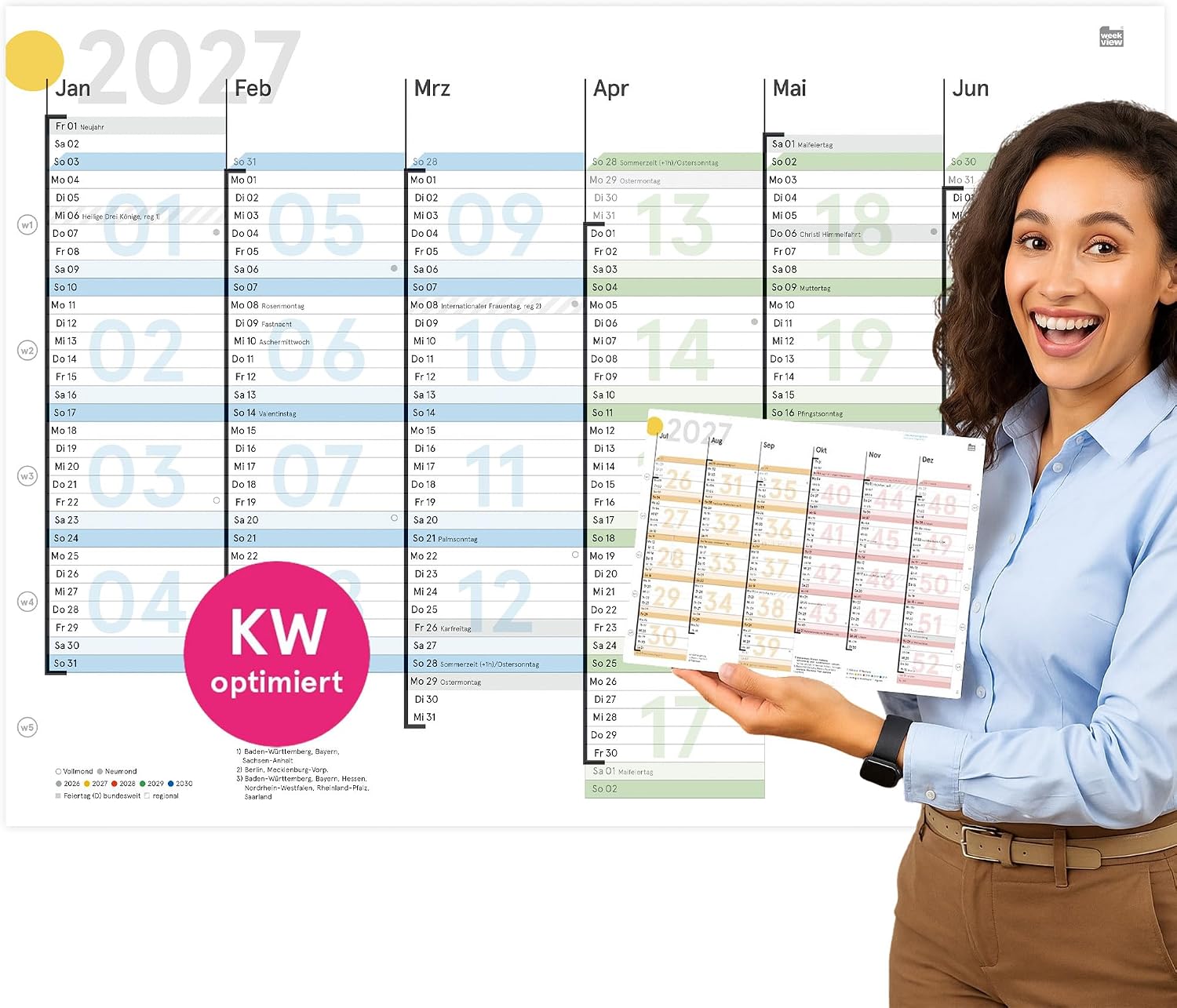 Weekview Blackboard Calendar 2027 DIN A4 - Wall Calendar with Calendar – Bild 2