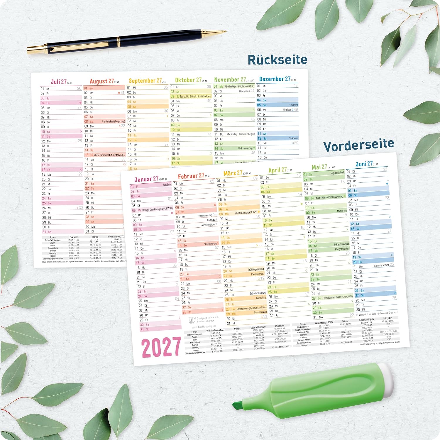 Häfft® 5 x Blackboard Calendar 2027 A5 Landscape Year Planner Wall Calendar – Bild 6