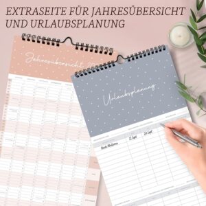 Family Planner 2027 with 5 Columns as Wall Calendar in Grey I OKT 2026 - Dec 2027 I 22 x 43 cm I Family Calendar Wall I Monthly Calendar with Holidays and Holidays, Timetables and Much More – Bild 7