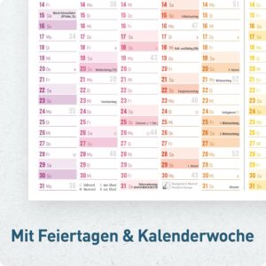 Häfft® Pack of 5 Wall Calendar School Year 2026 2027 A4 Landscape "Rainbow" – Bild 4