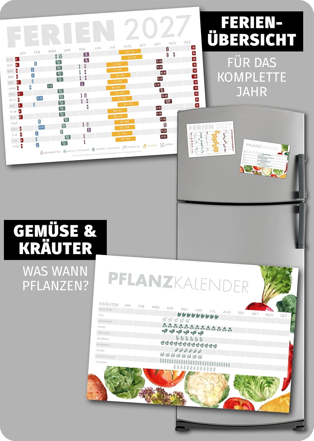 Schöne Güter® Family Calendar 2027 Family Planner 5 Columns with Stickers Holidays Black White Calendar 23 x 43 cm Black White Design Planner Wall Calendar 5 Columns Bold Text & Graphic – Bild 5