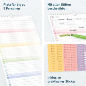 Häfft Familienplaner 2027 mit 5 Spalten - Wandkalender "Rainbow" – Bild 2