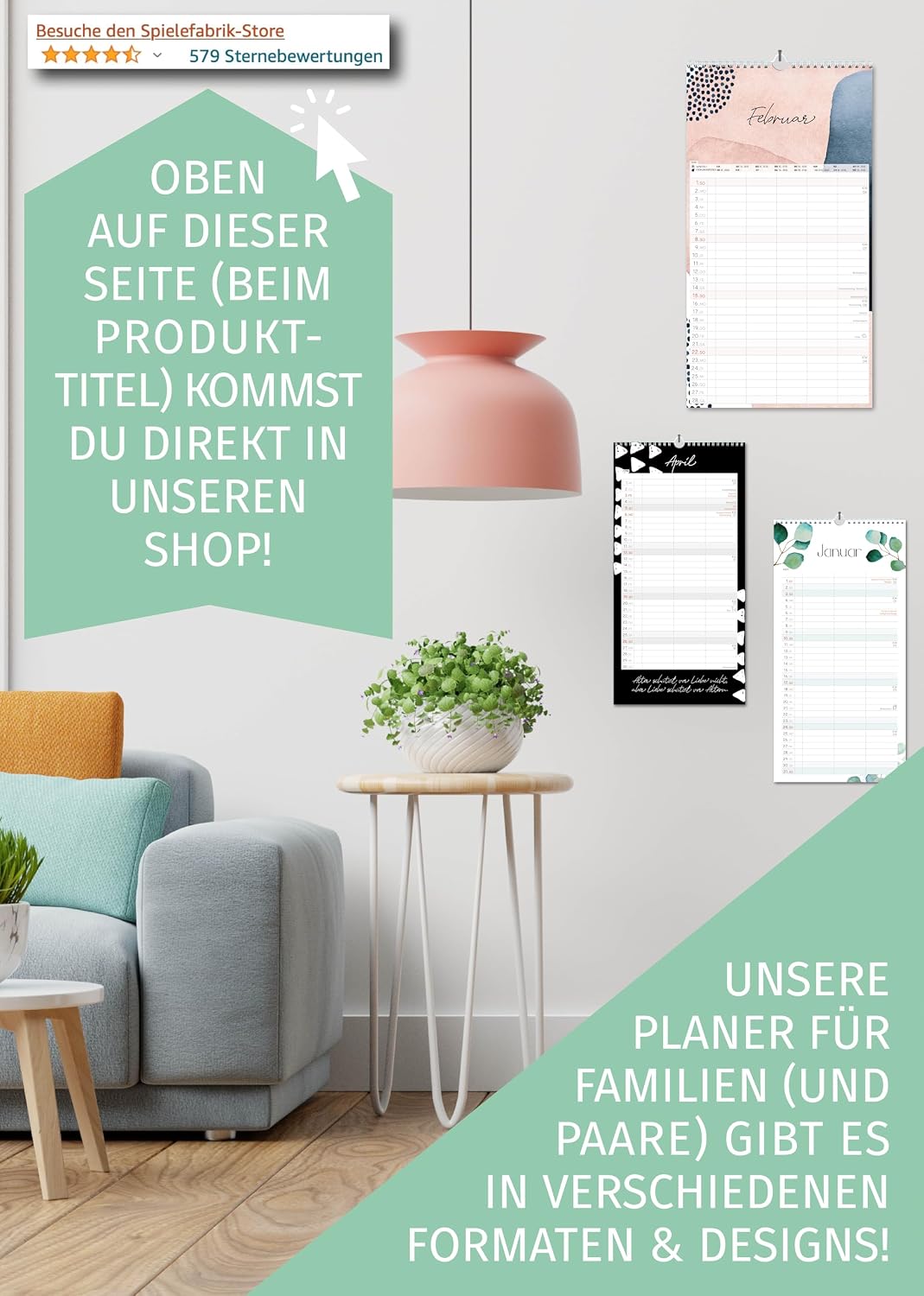 Schöne Güter® Couples Calendar 2027 Family Calendar 3 Columns 16 x 32.5 cm Eucalypt Greenery Wall Planner for 2 People Couple Planner Natural Design Modern and Fresh Includes Stickers and Holidays – Bild 9