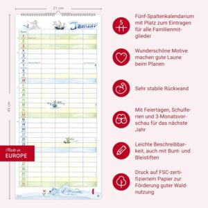 Helme Heine: Familienplaner 2027: Familienkalender mit 5 Spalten. Liebevoll illustrierter Familien-Wandkalender mit Schulferien und Stundenplänen. – Bild 14