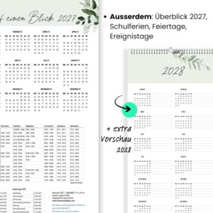 heaven+paper Familienkalender 2027 3 Spalten Green Kalender 2027 (21x42cm) – Bild 9