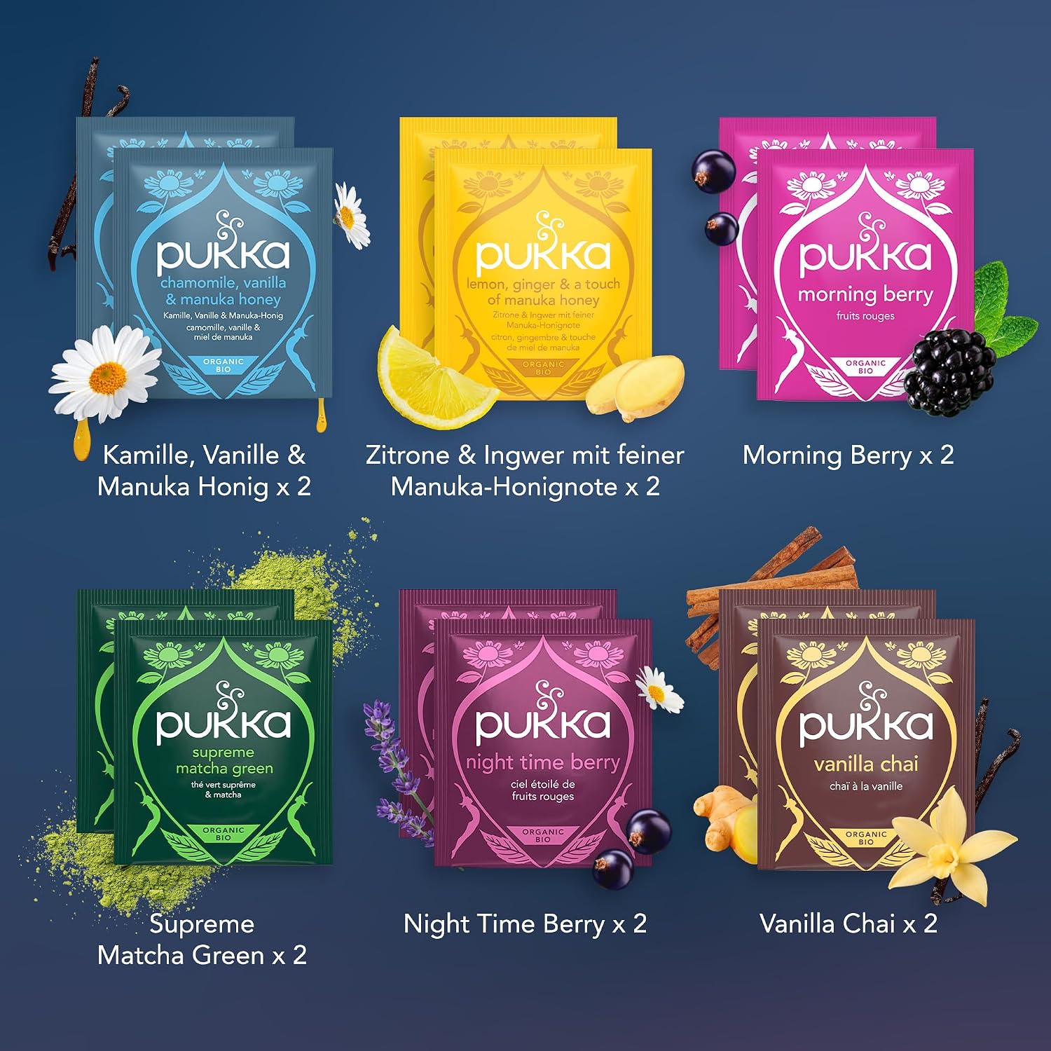 Pukka Organic Tea Gift Set, Advent Calendar, "Feel-Good Calendar 2025", Environmentally Friendly, No Chocolate, Dairy Free, Gift Idea, 12 Tea Variations, 24 Tea Bags – Bild 6