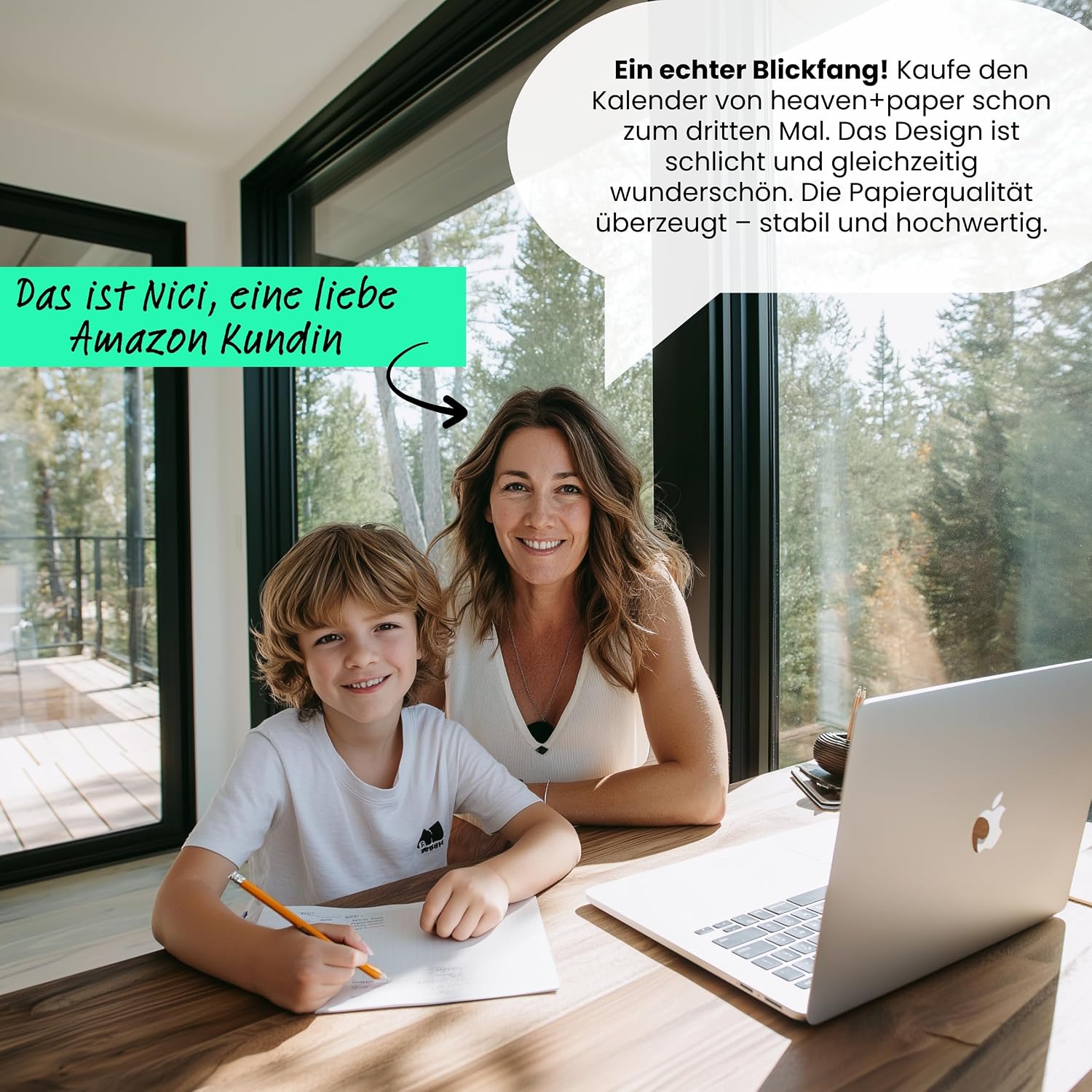 heaven+paper Familienkalender 2027 3 Spalten Green Kalender 2027 (21x42cm) – Bild 8