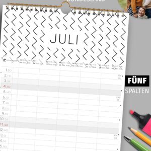 Schöne Güter® Family Calendar 2027 Family Planner 5 Columns with Stickers Holidays Black White Calendar 23 x 43 cm Black White Design Planner Wall Calendar 5 Columns Bold Text & Graphic – Bild 3