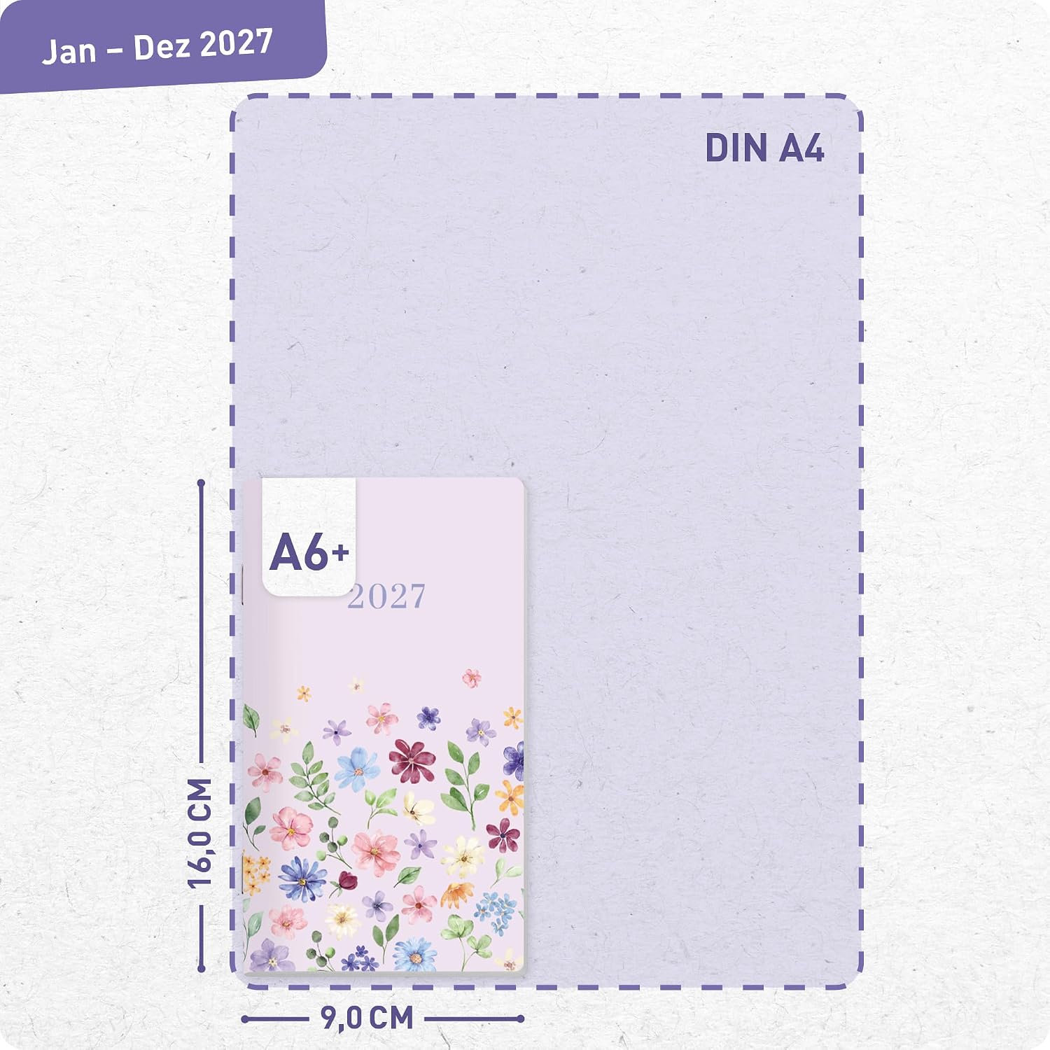 Häfft® Monthly Calendar Square, Pocket Calendar 2027 Small "Lovely Flowers" – Bild 3
