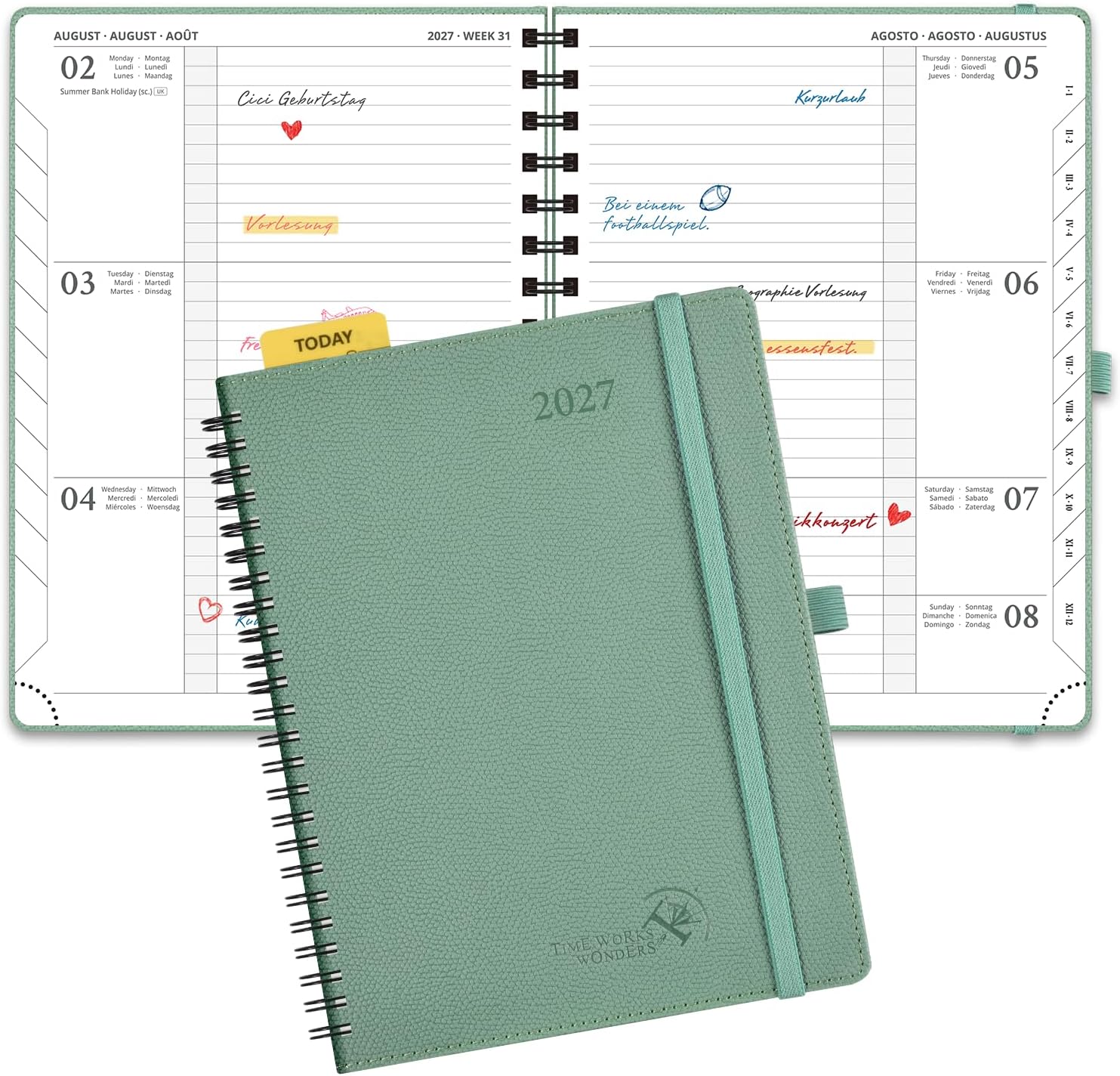 POPRUN Calendar 2027 Weekly Planner Approx. A5 (21.8 x 16.4 cm) with PU